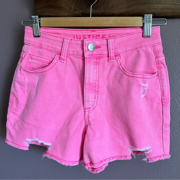 Justice Other - Girls Hot Pink Jean Cut Off Shorts